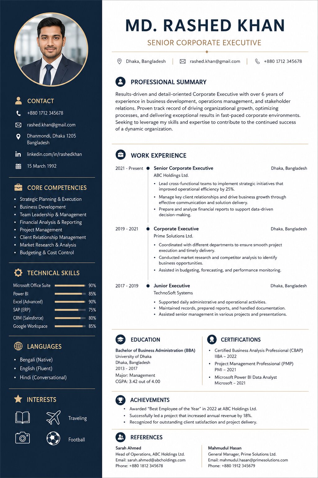 Corporate Executive CV Design